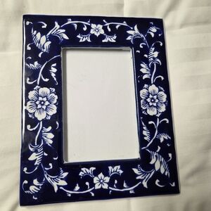 Floral Blue and White Ceramic Picture Frame